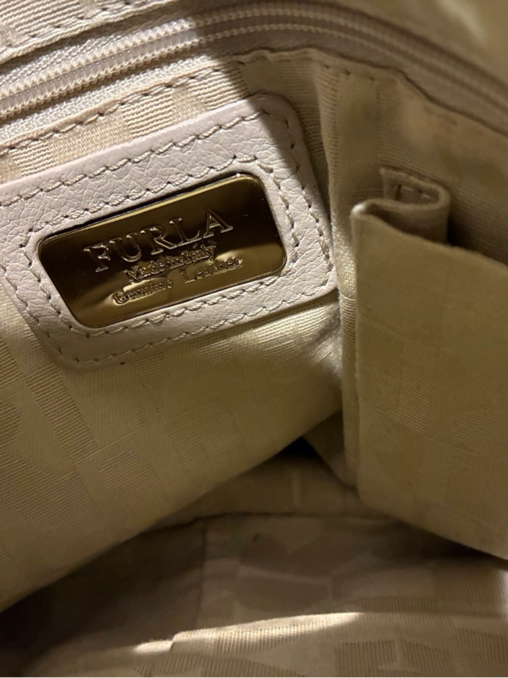 Furla Beige Leather Belt Bag / Crossbody w/ Gold Hardware - Picture 11 of 16